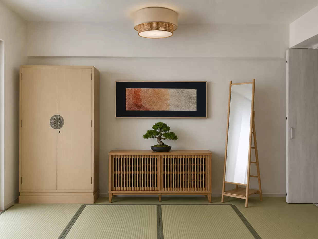 洋室を着付けのできる和室風に。桐タンスを活かす7畳の和モダン